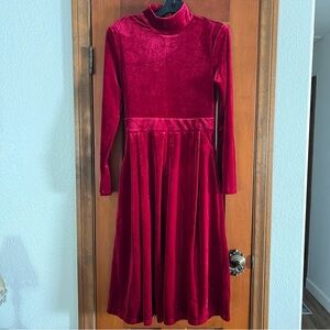 STYLWE red burgundy velvet turtleneck long sleeve dress